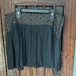 Ramy Brook Black A-Line Skirt with Lace Detail